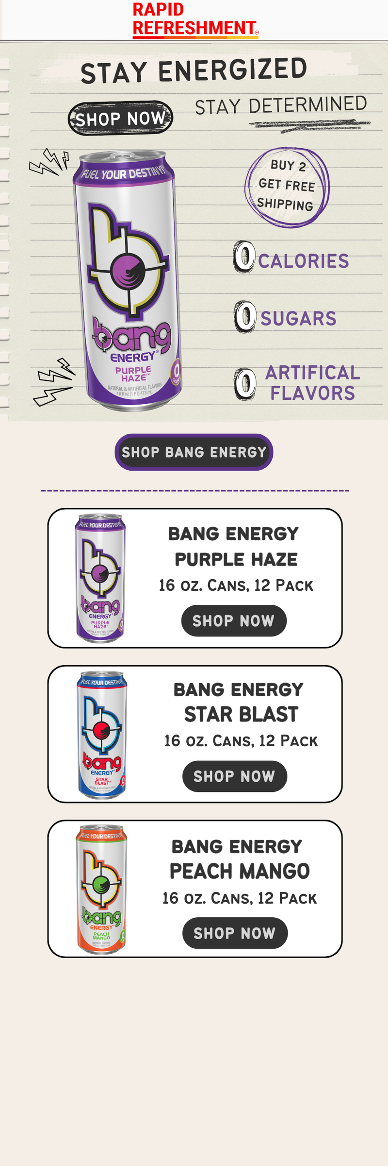Tall mobile email for an energy drink promotion