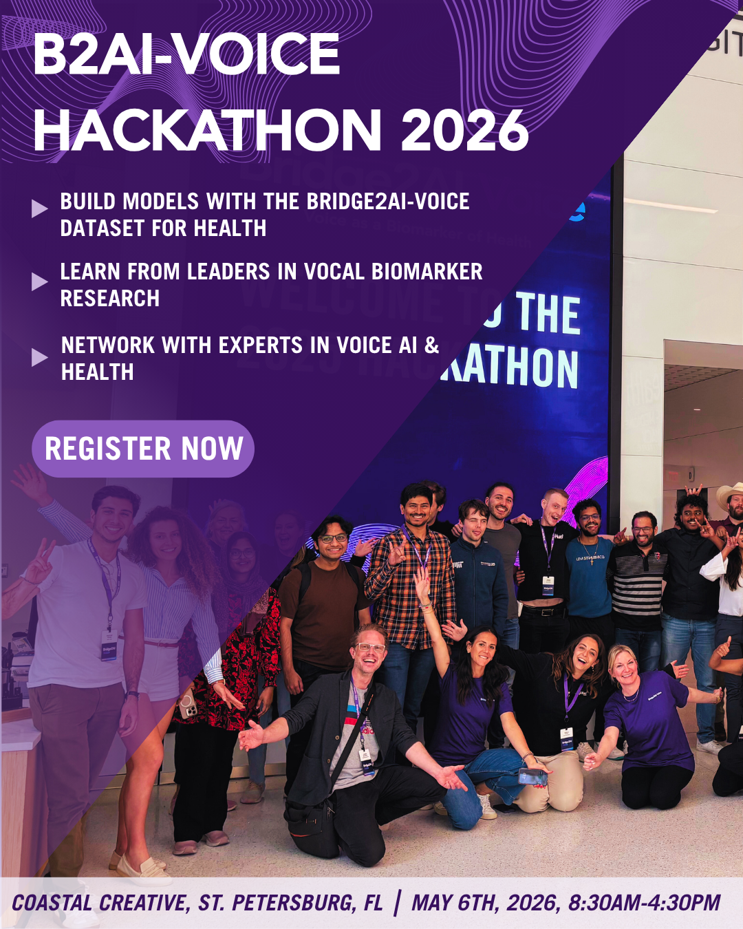 Bridge2AI-Voice Hackathon 2026 event flyer