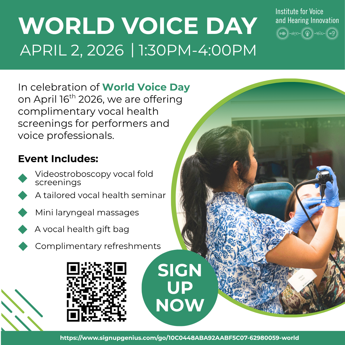 World Voice Day event promotion designed for the Institute for Voice and Hearing Innovation